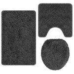 Set de 3 tapis de bain vidaXL Gris foncé en Polypropylène Antidérapant