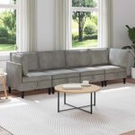 vidaXL Ensemble de meubles pour le salon 4 Pièces Gris clair Velours