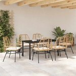 vidaXL Ensemble de salle à manger pour jardin 7 Pièces Marron polyrotin