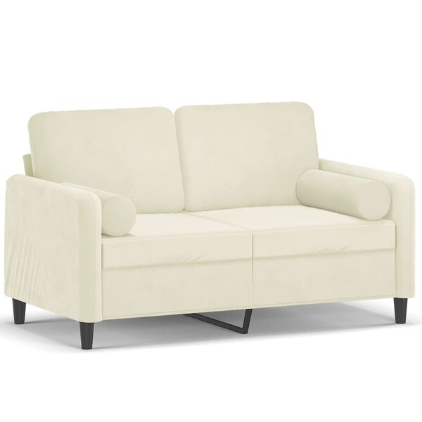 vidaXL Canapé 2 places avec oreillers décoratifs crème 120 cm velours