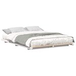 vidaXL Cadre de lit surélevé Blanc 160 x 220 cm Bois massif en pin