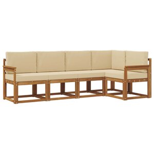 vidaXL Ensemble de canapés d'extérieur 5 Pièces Naturel et Beige