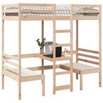 vidaXL Lit mezzanine avec bureau et chaises 90x190 cm pin massif