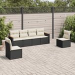 vidaXL Salon de jardin 6 Pièces avec coussins noir résine tressée
