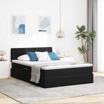 vidaXL Lit de rangement LED avec matelas Noir 140 x 200 cm Velours