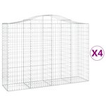vidaXL Paniers à gabions arqués 4 Pièces 200x50x140/160 cm Fer galvanisé