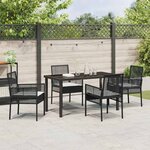 vidaXL Ensemble de salle à manger de jardin 5 pièces avec coussins en poly rotin noir