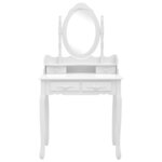 vidaXL Ensemble de coiffeuse avec tabouret Blanc 75x69x140cm Paulownia