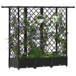 vidaXL Lit Élevé avec Treillis et Toit Noir 164 x 40 x 121 cm PP