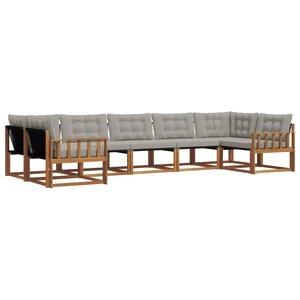 vidaXL Ensemble de canapés d'extérieur 7 pc Gris Naturel et Clair