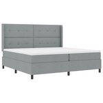 vidaXL Lit à ressorts avec matelas et lumière LED gris clair 200 x 200 cm en tissu