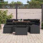 vidaXL Ensemble de canapé de jardin avec coussin 7 Pièces Noir