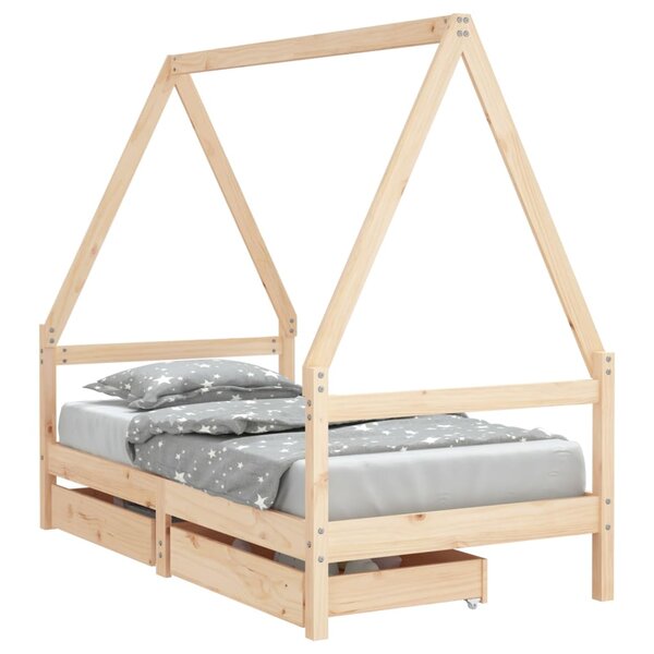 vidaXL Cadre de lit pour enfant et tiroirs 80x160cm bois de pin massif