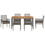 vidaXL Ensemble de salle à manger de jardin 7 pièces avec coussins gris en poly rotin