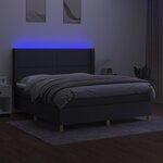 vidaXL Sommier à lattes de lit matelas LED Gris foncé 160x200 cm Tissu