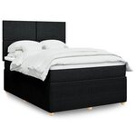vidaXL Sommier à lattes de lit avec matelas Noir 140x200 cm Tissu