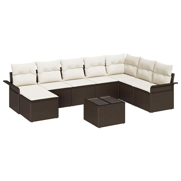 vidaXL Ensemble de canapé de jardin avec coussin 9 Pièces Gris Poly rotin