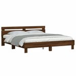vidaXL Cadre de lit avec LED sans matelas chêne marron 200x200 cm