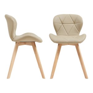 Lot de 2 chaises de salle à manger 78 x 47 x 52 cm salon design moderne cuisine beige 03_0009635