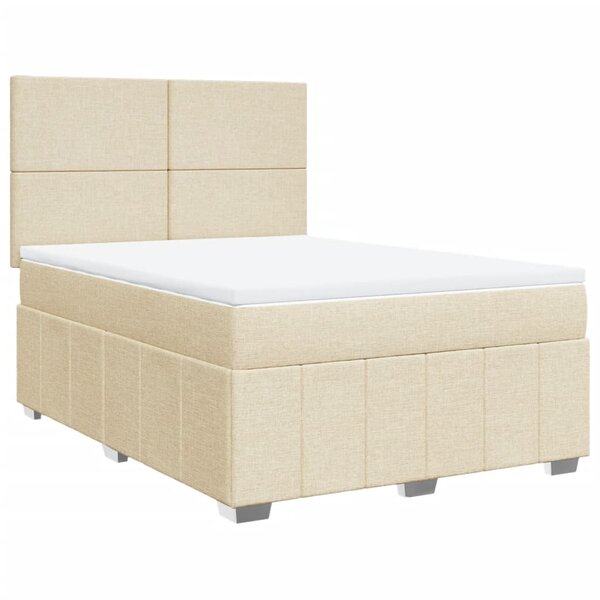 vidaXL Sommier à lattes de lit avec matelas Crème 140x200 cm Tissu