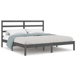 vidaXL Cadre de lit Gris Bois de pin massif 200x200 cm