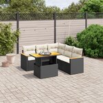 vidaXL Salon de jardin 6 Pièces avec coussins noir résine tressée