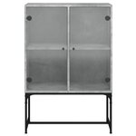 vidaXL Armoire latérale avec portes en verre gris béton 69x37x100 cm