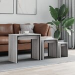 vidaXL Tables basses gigognes 3 Pièces sonoma gris bois d'ingénierie