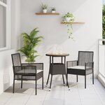 vidaXL Ensemble de Salle à Manger de Jardin de 3 Pièces Noir Poly Rattan