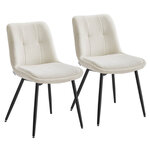 Lot de 2 chaises salle à manger chaise de cuisine rembourrée chenille jusqu’à 120 kg double coussin pieds en métal moderne pour salle à manger cuisine gris tourterelle blanc 12_0006213