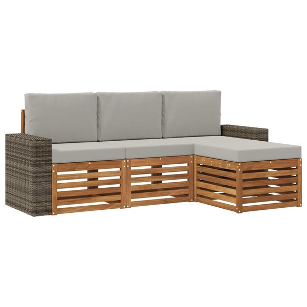 vidaXL Ensemble de canapés d'extérieur 4 pc Naturel et gris clair