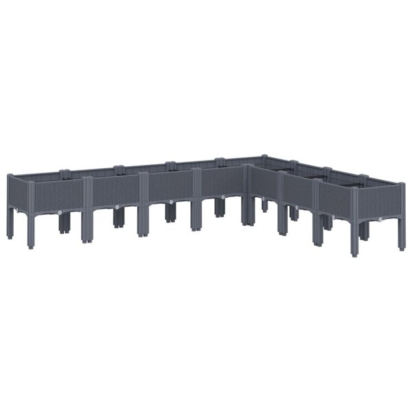 vidaXL Jardinière avec pieds gris 200x160x42 cm PP