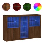 vidaXL Buffet avec lumières LED chêne marron 162x37x100 cm