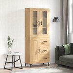 vidaXL Buffet haut Chêne sonoma 69 5x34x180 cm Bois d'ingénierie