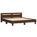 vidaXL Cadre de lit avec tête de lit et LED chêne marron 200x200 cm