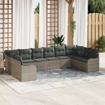 vidaXL Ensemble de Canapés de Jardin 10 pièces avec Coussins Gris clair Rotin synthétique