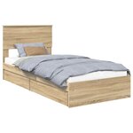 vidaXL Lit de Rangement Chêne Sonoma 90 x 190 cm Bois d'ingénierie