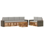 vidaXL Ensemble de canapés d'extérieur 7 Pièces Naturel et gris clair
