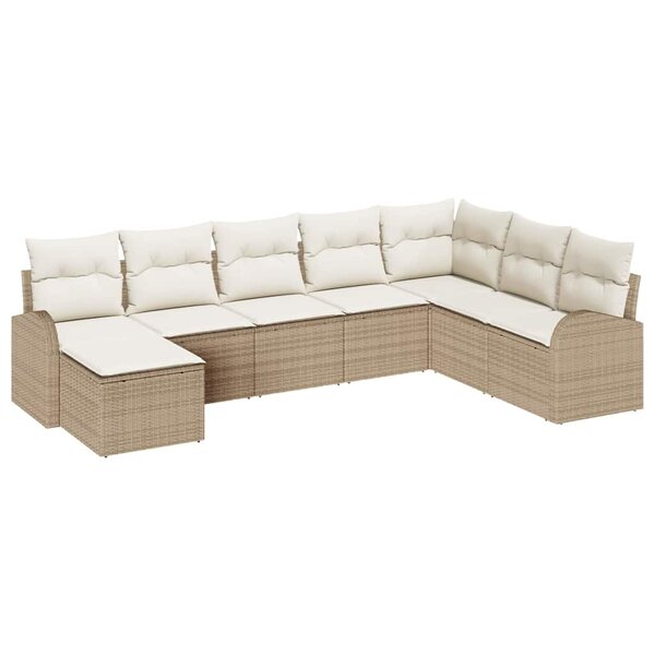 vidaXL Ensemble de canapé de jardin 8 Pièces Beige et blanc Poly rotin