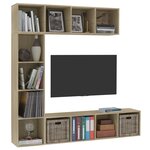 vidaXL Jeu de bibliothèque/meuble TV 3 Pièces Chêne sonoma 180x30x180 cm