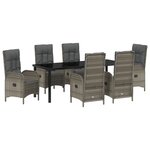 vidaXL Set de salle à manger de jardin 7 pièces en gris poly rattan