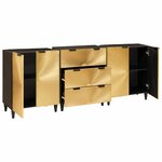 vidaXL Buffet 3 Pièces Noir et or 60 x 33 x 75 cm bois de manguier massif