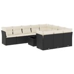 vidaXL Salon de jardin 11 Pièces avec coussins noir résine tressée