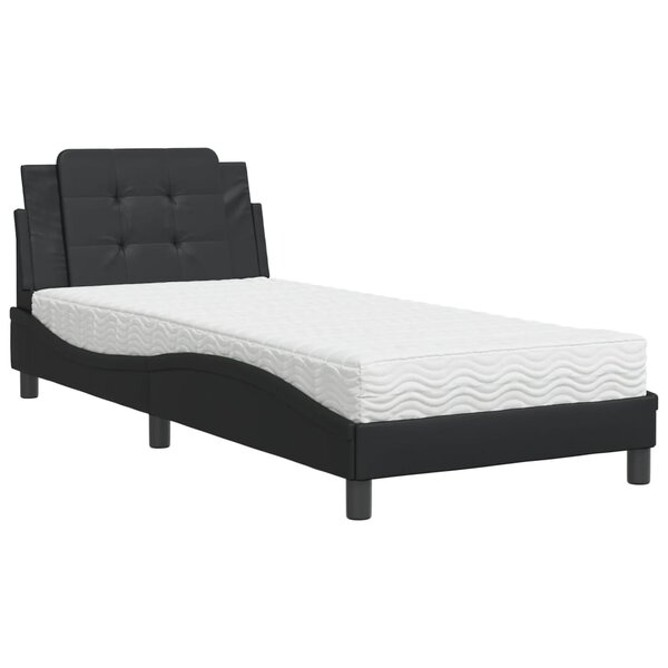 vidaXL Lit avec matelas noir 80x200 cm similicuir