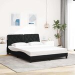 vidaXL Cadre de lit avec LED sans matelas noir 160x200 cm tissu