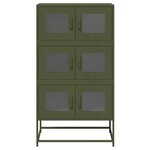vidaXL Buffet haut vert olive 68x39x123 cm acier