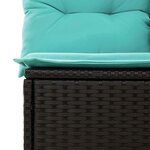 vidaXL Canapé de jardin avec coussin Noir et turquoise polyrotin