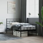 vidaXL Cadre de lit métal sans matelas avec pied de lit noir 107x203cm