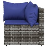 vidaXL Salon de jardin 3 Pièces avec coussins Gris Résine tressée