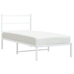 vidaXL Cadre de lit métal sans matelas avec tête de lit blanc 90x200cm